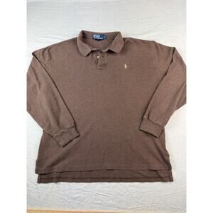 Polo Ralph Lauren Long Sleeve Polo Shirt Mens L Brown Classic Pony Logo Cotton